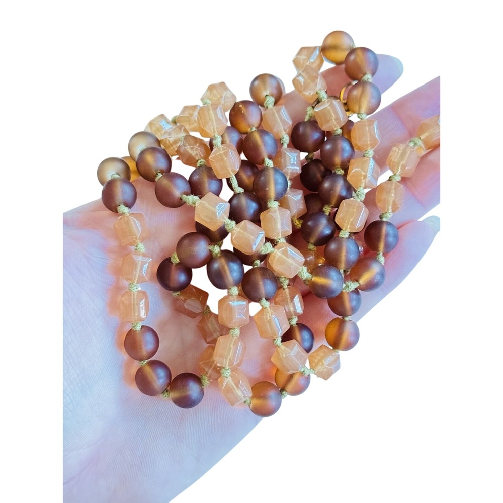 Vtg Necklace Flapper Art Glass Lucite Long Strand flapper Estate Jewelry 60s 48"
